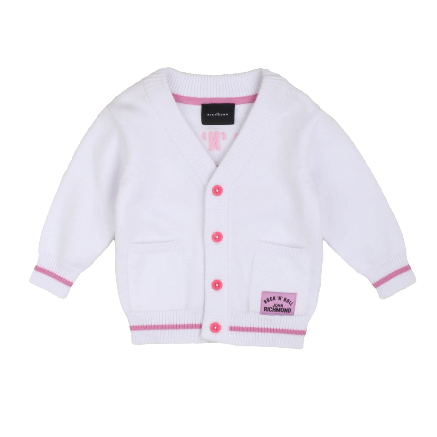 Cardigan bianco e rosa John Richmond - IrisBlu