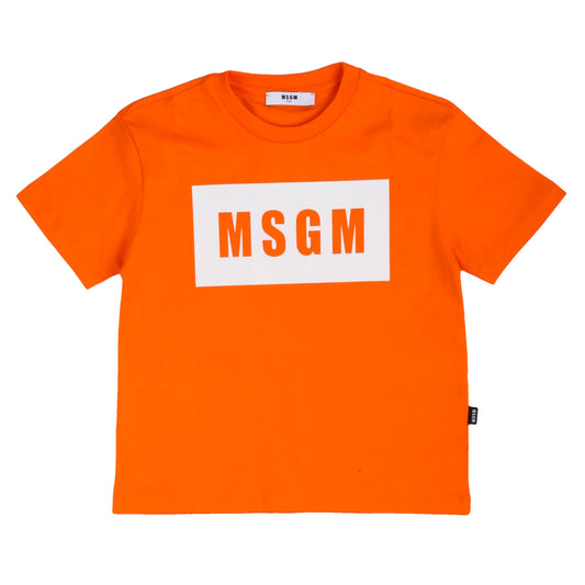T-shirt bimbo/a MSGM arancione e bianca - IrisBlu