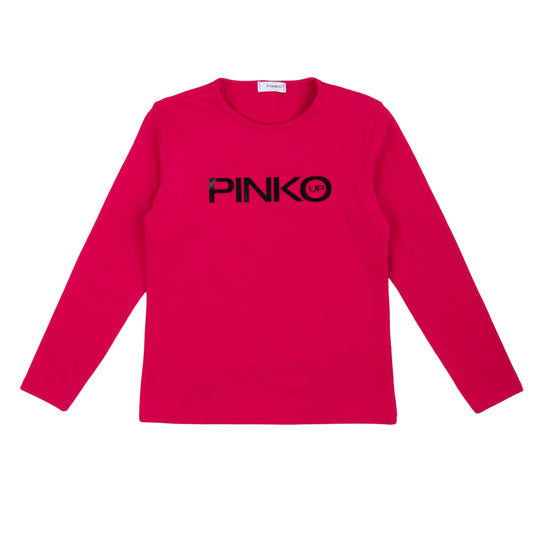 T-shirt manica lunga a girocollo, fucsia stampa classica, Pinko Up - IrisBlu