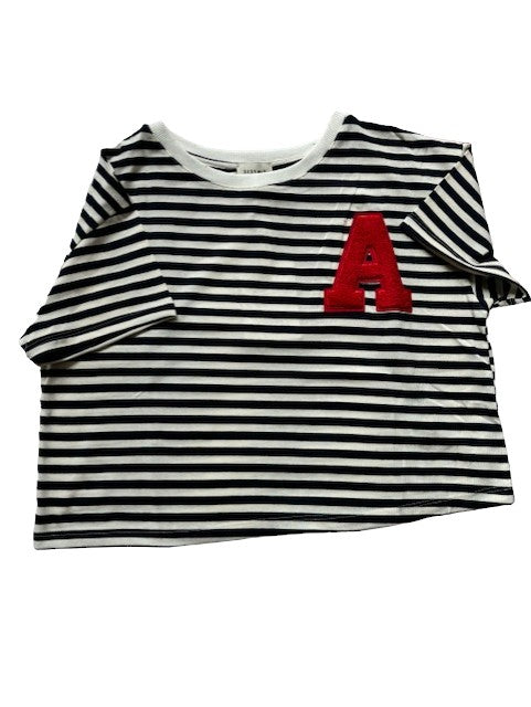 Maglia rigata con patch - IrisBlu