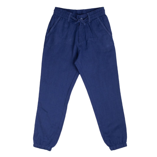 Pantaloni in lino blu Trussardi ragazzo
