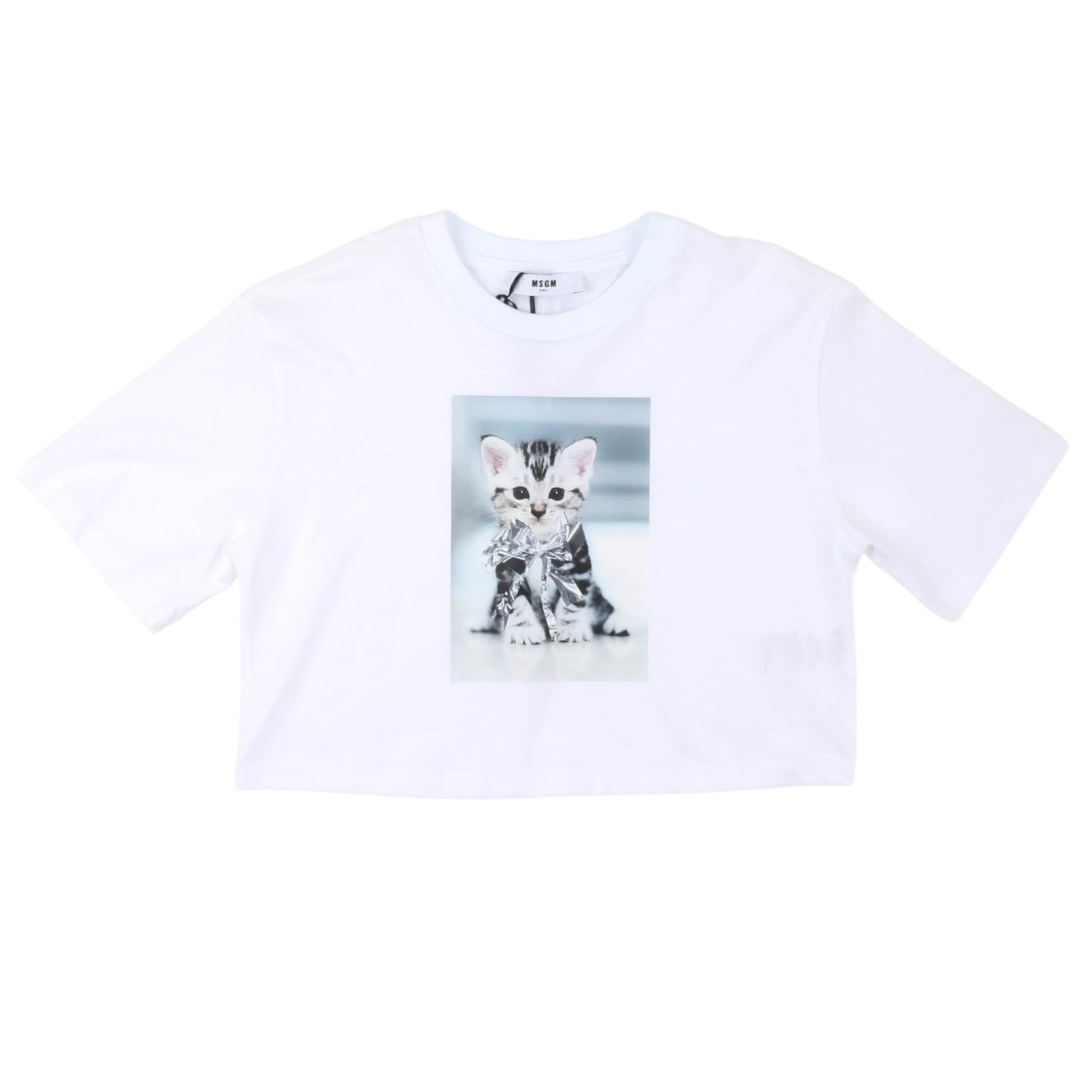 T-shirt bianca bambina a manica corta MSGM - IrisBlu