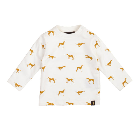 T-shirt bianca in cotone, bimbo/a manica lunga, Trussardi - IrisBlu