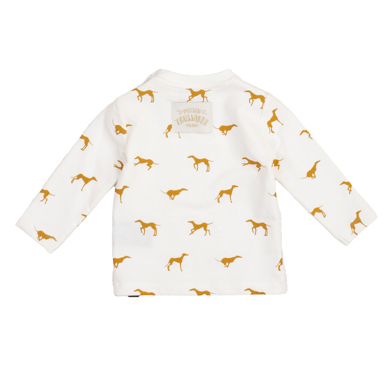 T-shirt bianca in cotone, bimbo/a manica lunga, Trussardi - IrisBlu