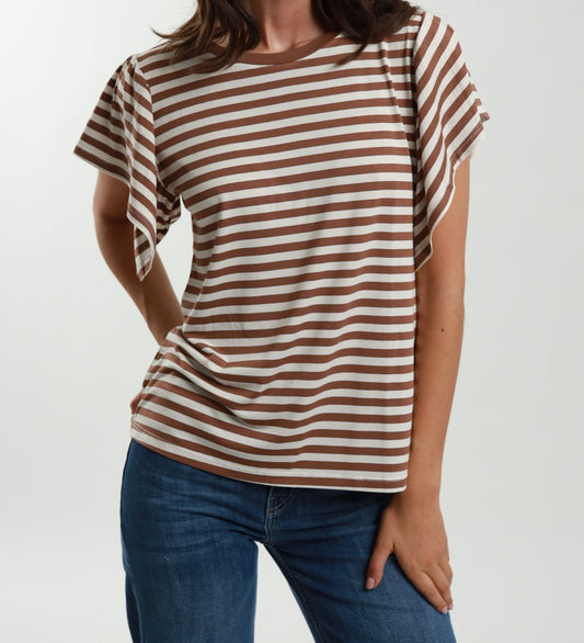 T-shirt a righe maniche ampie - IrisBlu