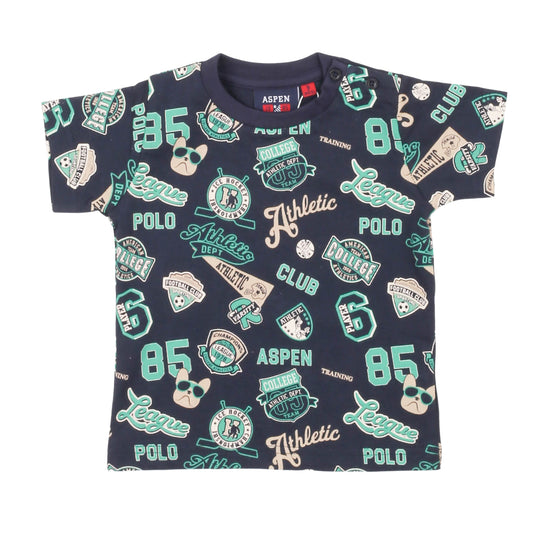 T-shirt blu stampe Aspen Polo Club bambino